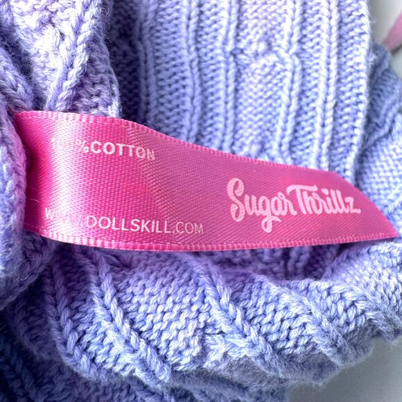 Sugar Thrillz x Dolls Kill Sweater Set 2X Pink Purple Ombre Cable Knit Y2K Fairy - Picture 14 of 14